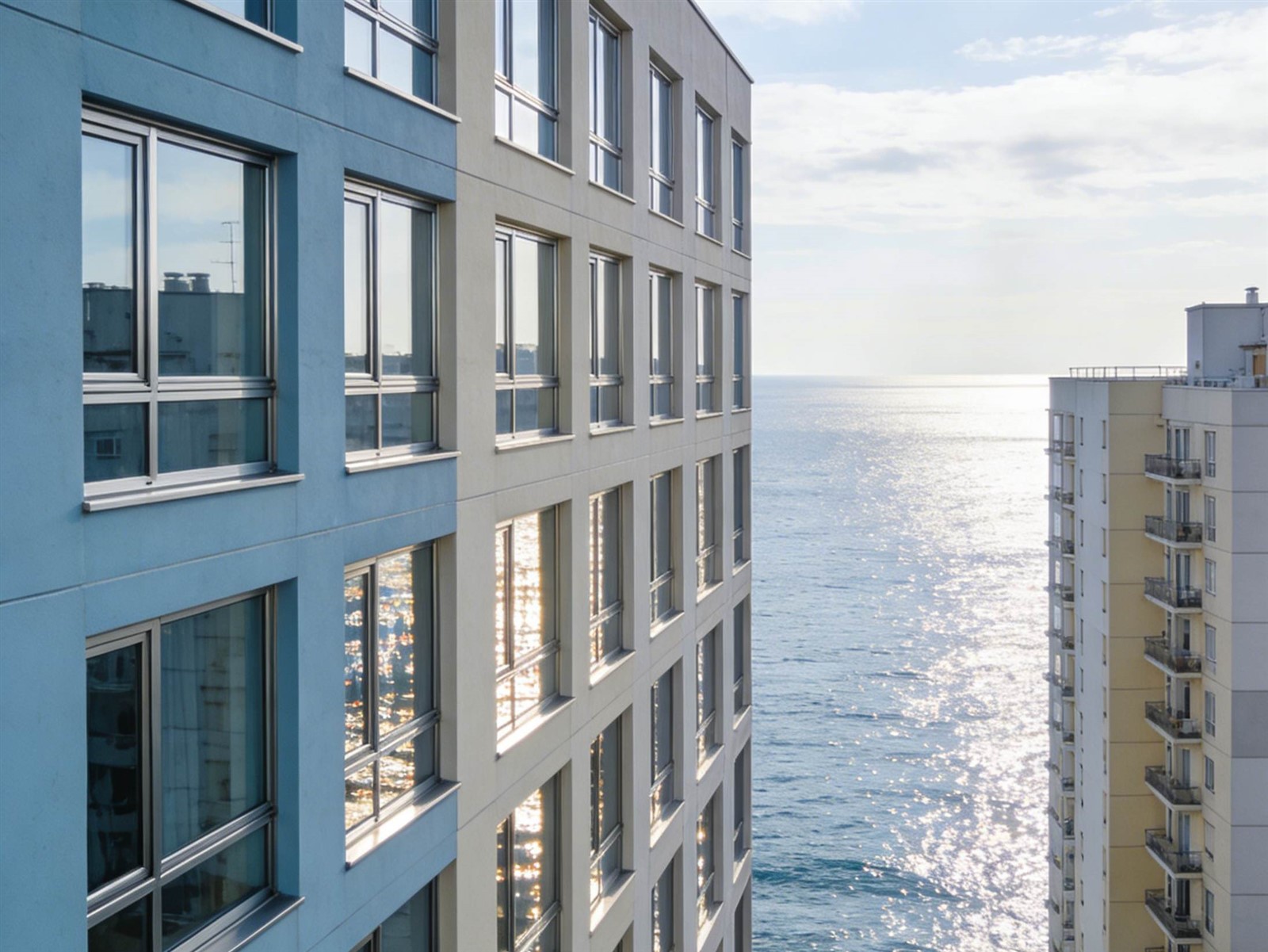 Multi-unit coastal building with energy-efficient impact windows Multi-unit coastal building with energy-efficient impact windows